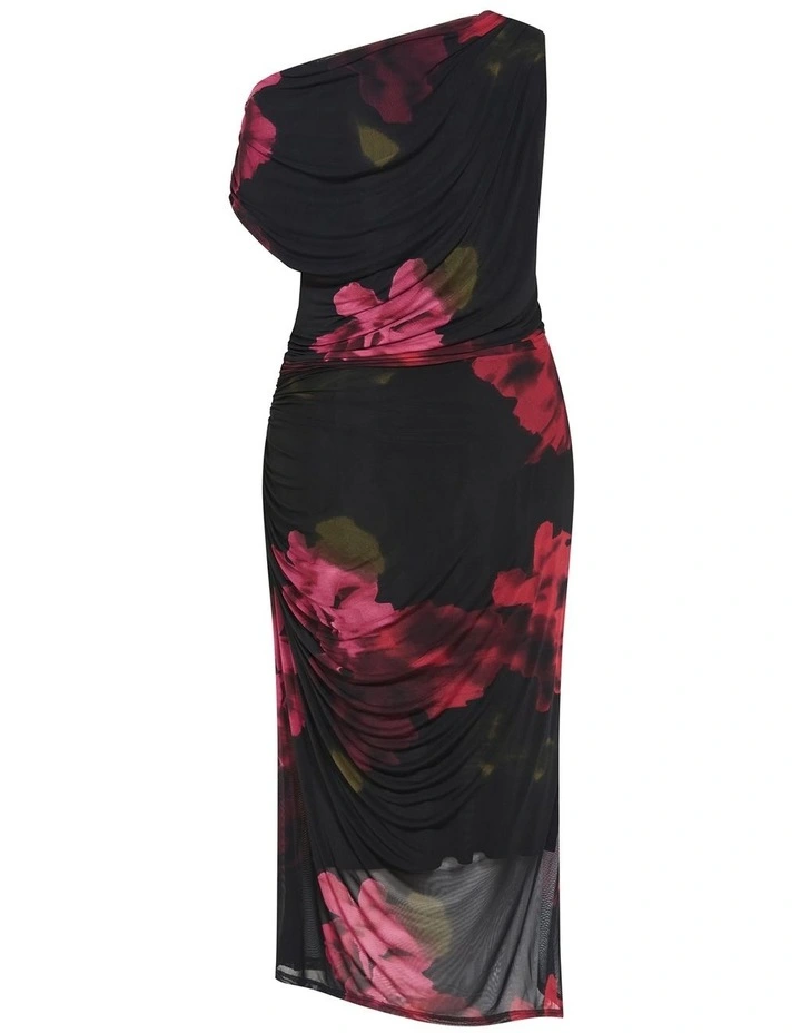Vivid Mesh Print Maxi Dress in Black image 4