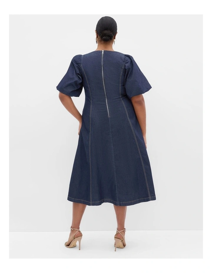 Rodeo Denim Midi Dress in Dark Wash image 2