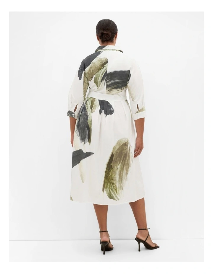 Angel Print Shirt Dress in Ivory image 2