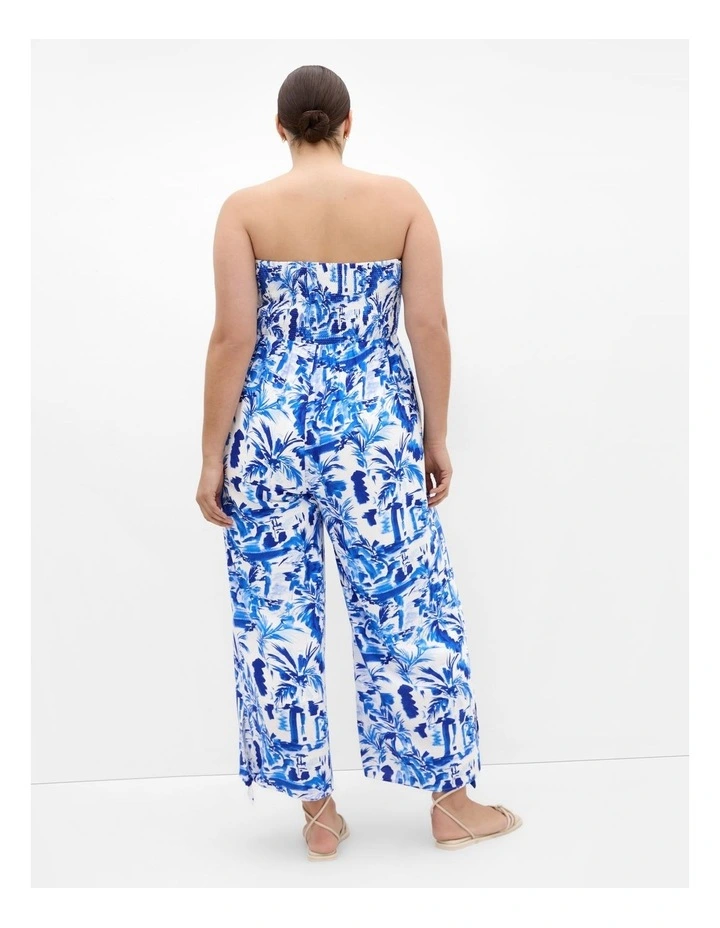 Smocked Print Jumpsuit in Ocean Blue image 2