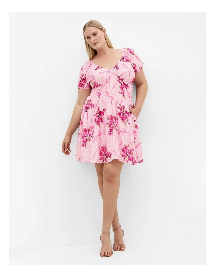 Daydreamer Print Mini Dress in Pink image 1