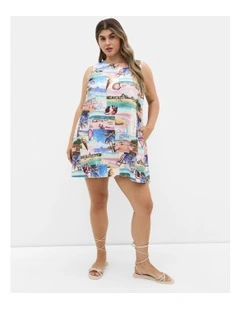 Aimee Print Mini Dress in Sunset Pink