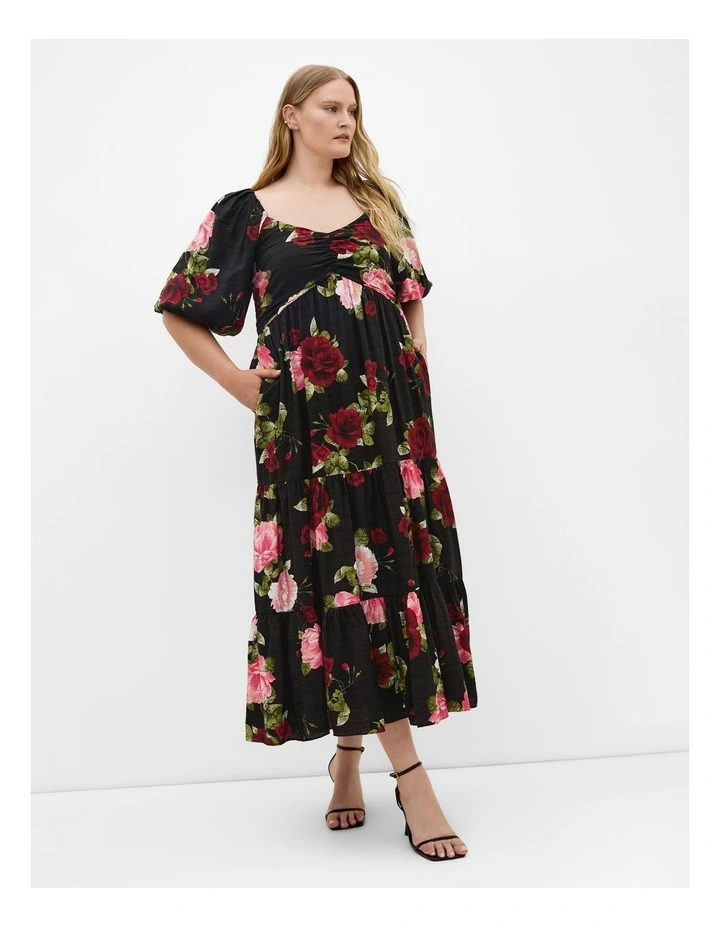 Mindy Print Maxi Dress in Black image 1