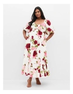Mindy Print Maxi Dress in Ivory