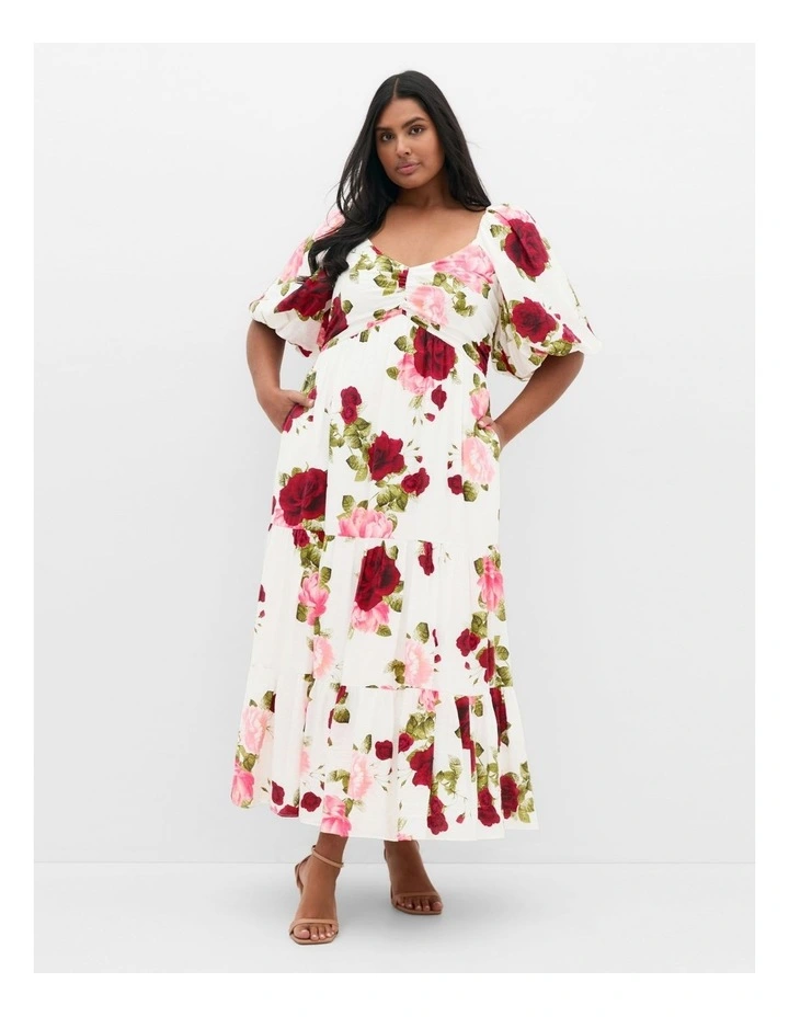 Mindy Print Maxi Dress in Ivory image 1