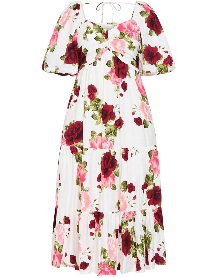 Mindy Print Maxi Dress in Ivory image 3