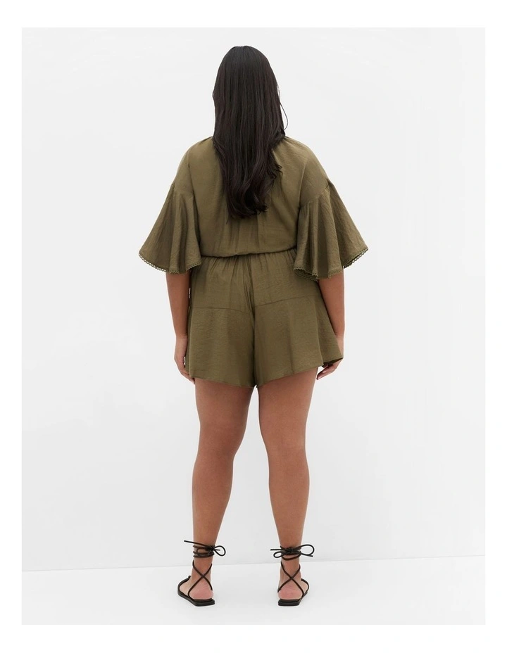Harlow Lace Playsuit in Khaki image 2