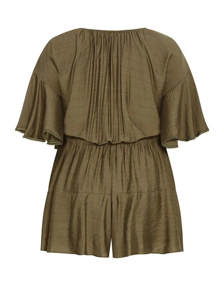 Harlow Lace Playsuit in Khaki image 4