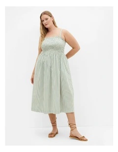 Jolie Stripe Midi Dress in Sage