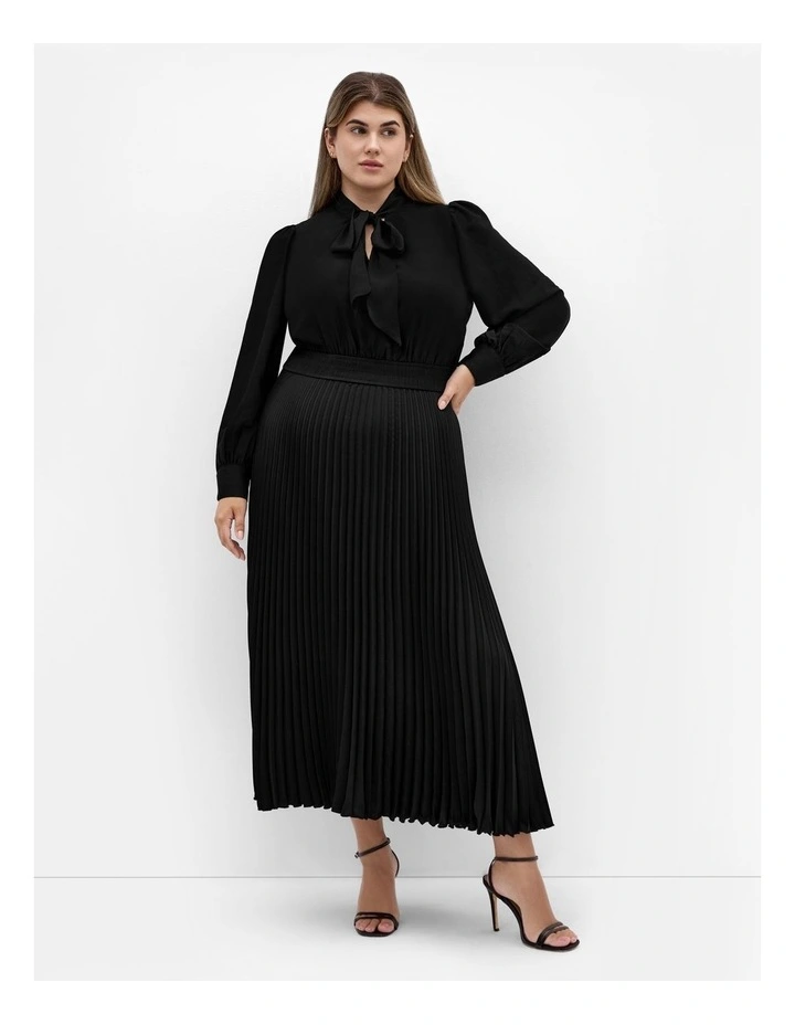 Marily Pleat Midi Dress in Black image 1