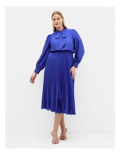 Marily Pleat Midi Dress in Sapphire