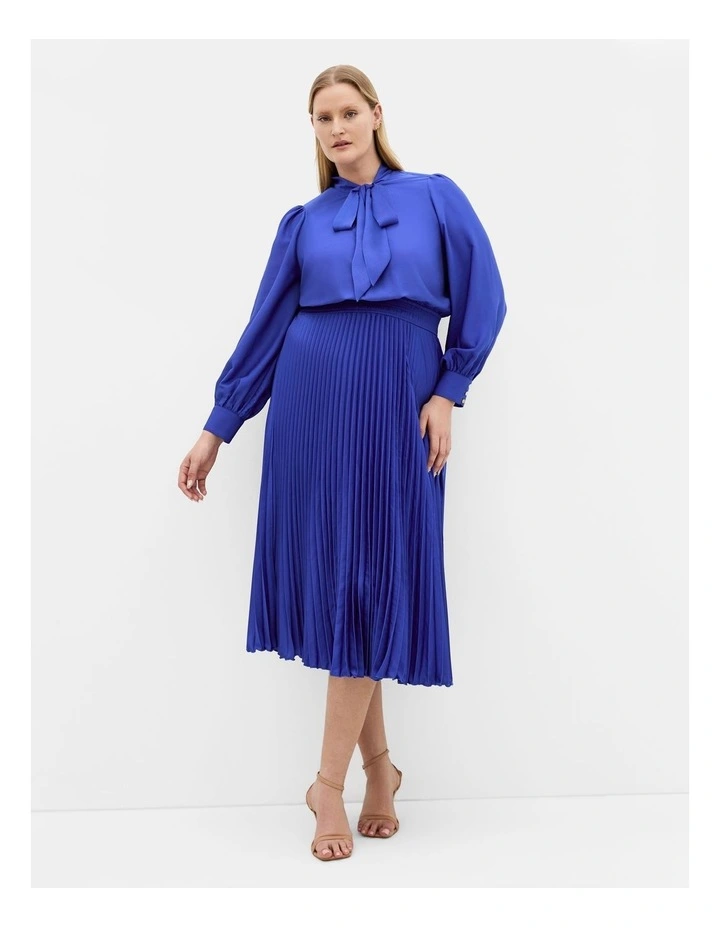 Marily Pleat Midi Dress in Sapphire image 1