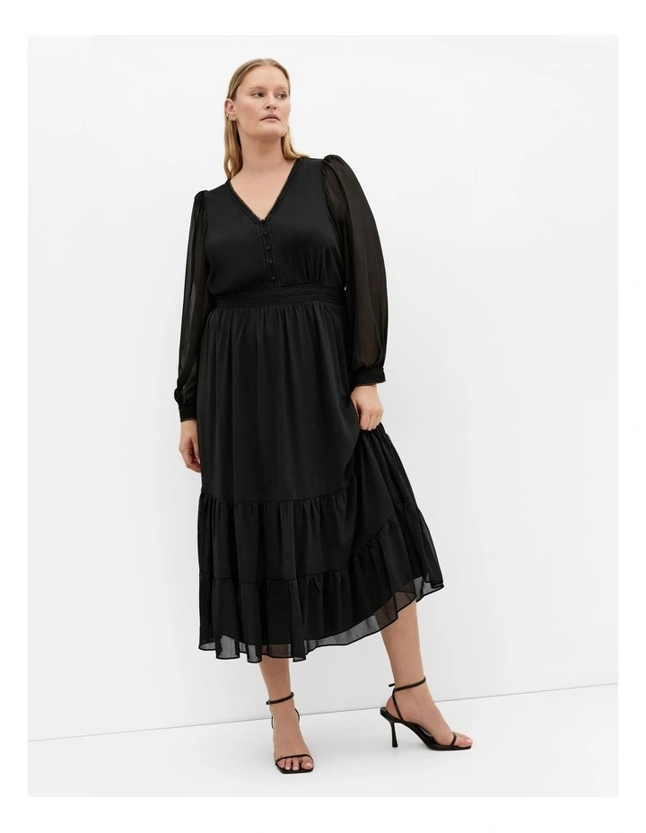 Kianna Midi Dress in Black image 1
