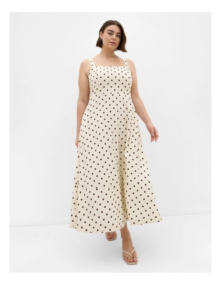 Collins Spot Print Maxi Dress in Cream image 1