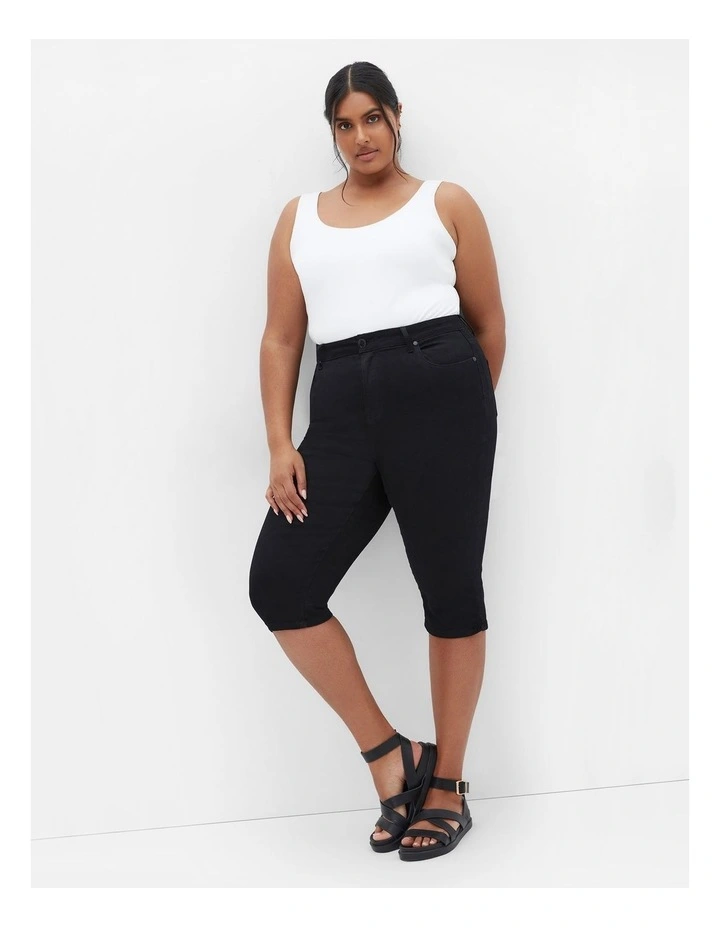 Harley Denim Skinny Cropped Capri in Black image 1