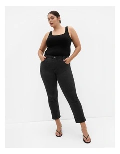 Asha Fit Dena Ankle Grazer Jean in Black Wash