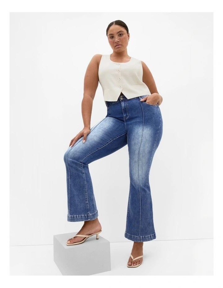 Asha Fit Alexis Flare Leg Jean in Light Wash image 1