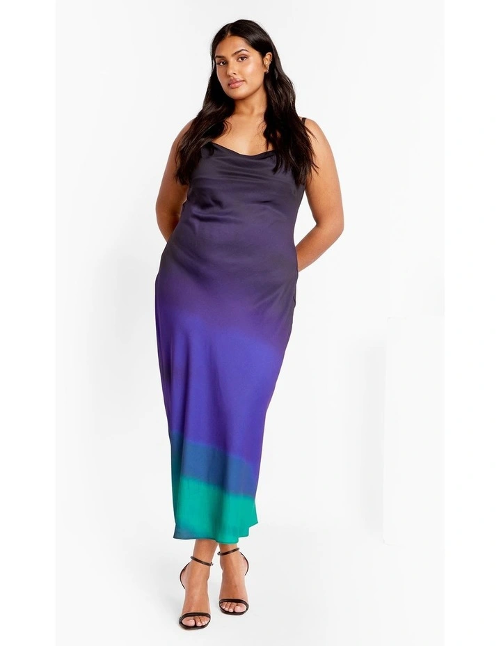 Ombre Cowl Dress in Blue image 1