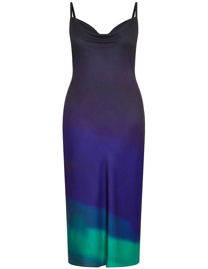 Ombre Cowl Dress in Blue image 3