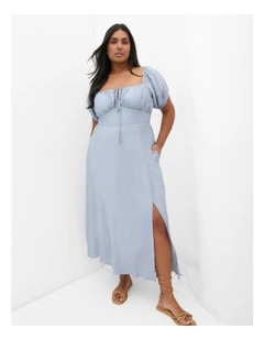 Abbigail Split Maxi Dress in Dusty Blue