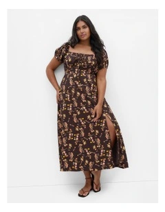 Abbigail Print Maxi Dress in Cocoa Bloom