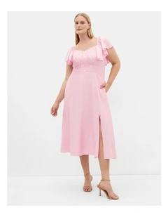 Alisia Tie-Back Midi Dress in Pale Pink