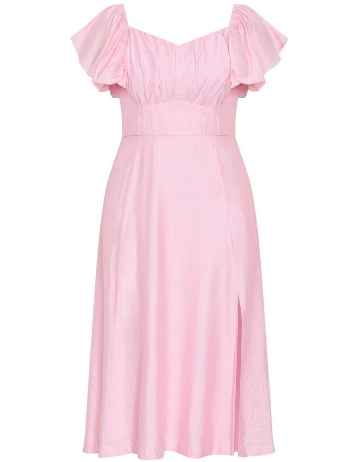 Alisia Tie-Back Midi Dress in Pale Pink image 3