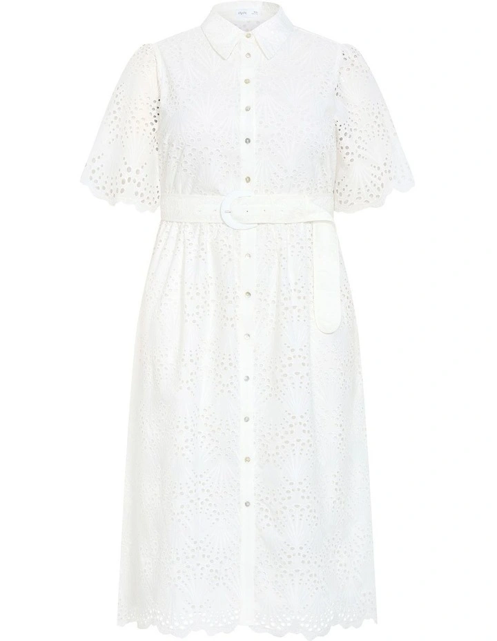 Everlee Broderie Shirt Dress in Ivory image 3