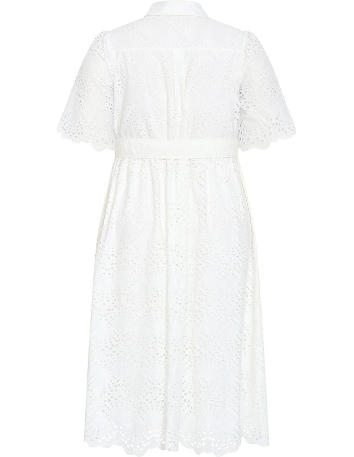 Everlee Broderie Shirt Dress in Ivory image 4
