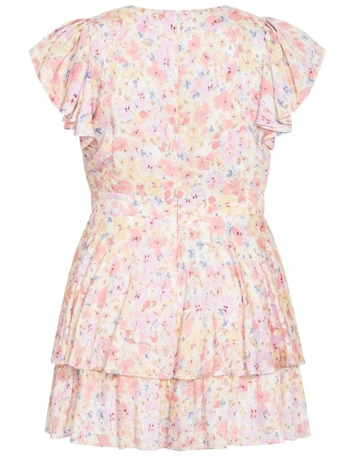 Sunny Frill Ditsy Print Playsuit in Baby Pink image 4