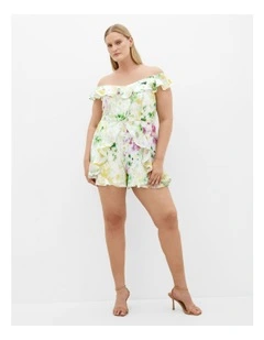 Skai Spring Print Playsuit in Light Lime