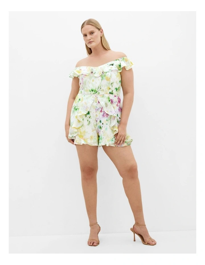 Skai Spring Print Playsuit in Light Lime image 1