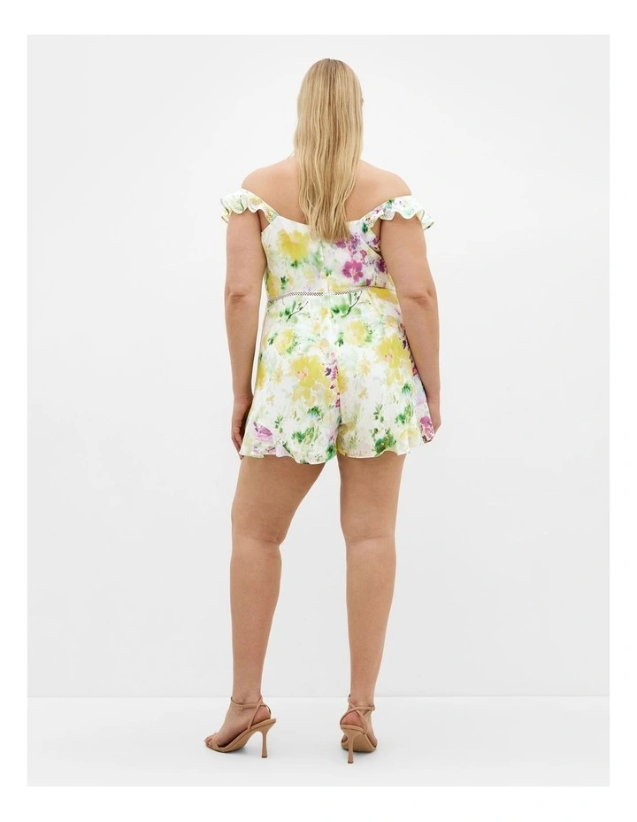 Skai Spring Print Playsuit in Light Lime image 2