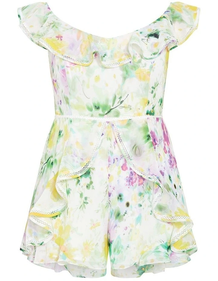 Skai Spring Print Playsuit in Light Lime image 4