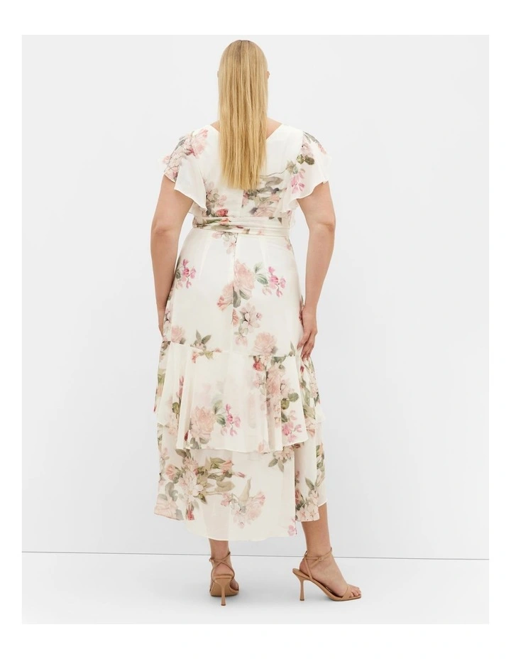 Demure Floral Midi Dress in Ivory image 2