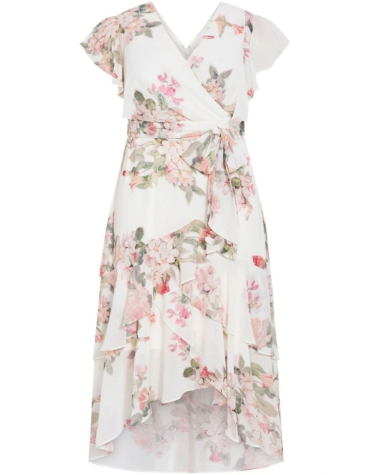 Demure Floral Midi Dress in Ivory image 3