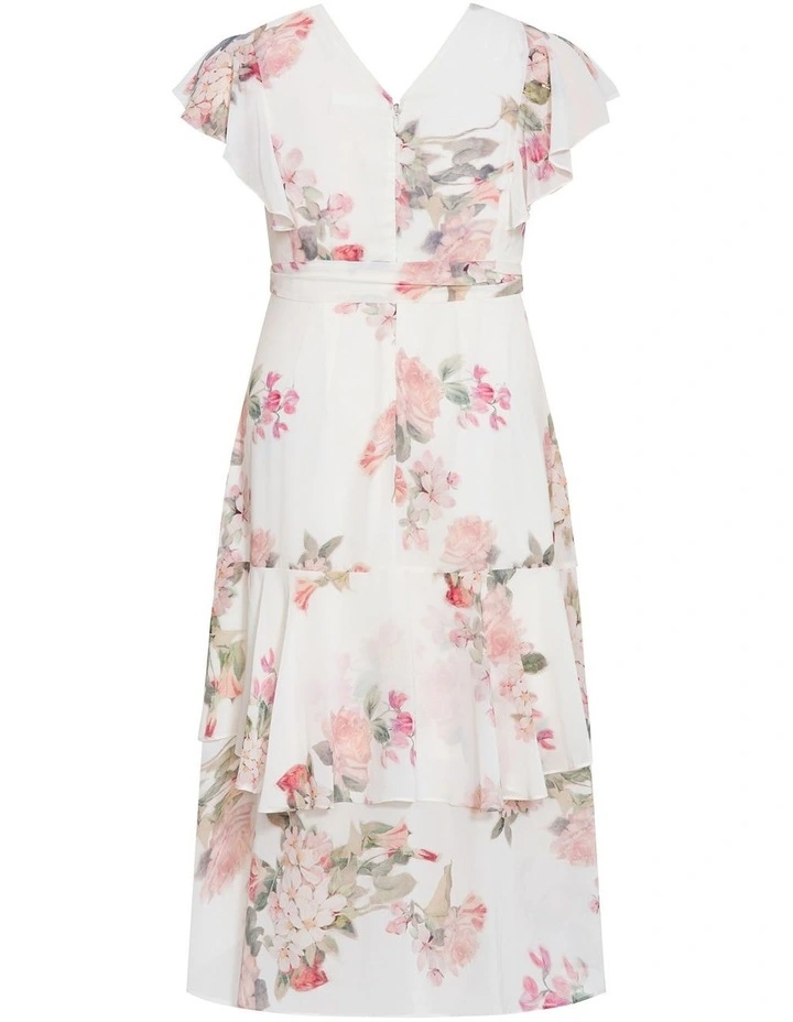 Demure Floral Midi Dress in Ivory image 4