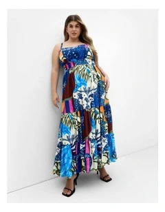 Sao Paulo Print Maxi Dress in Blue