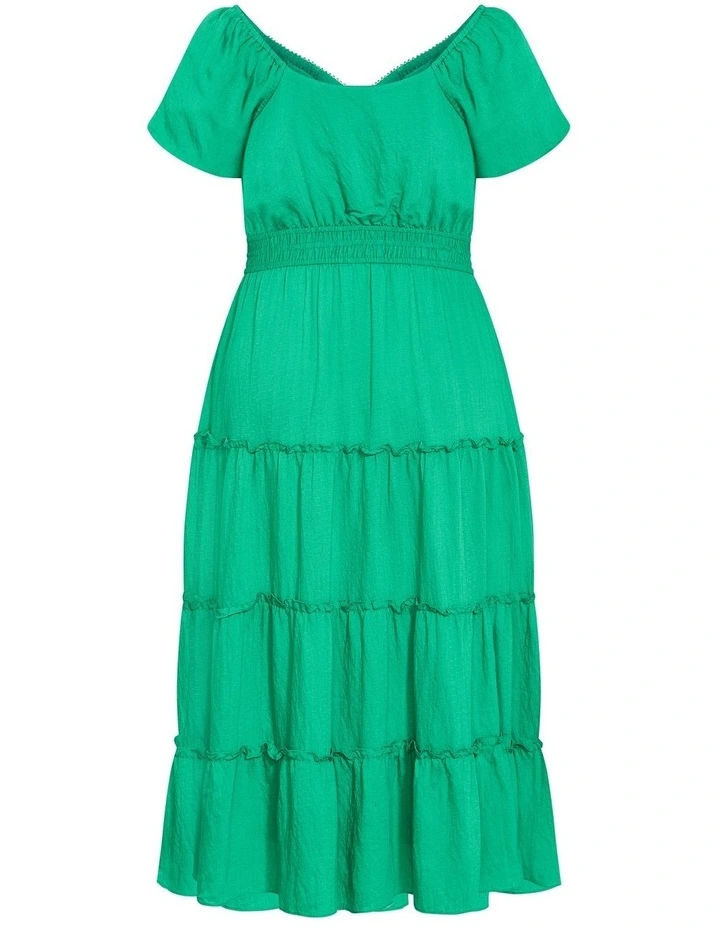 Azola Short Sleeve Midi Dress in Green image 4