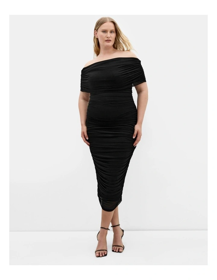 Dana Mesh Midi Dress in Black image 1