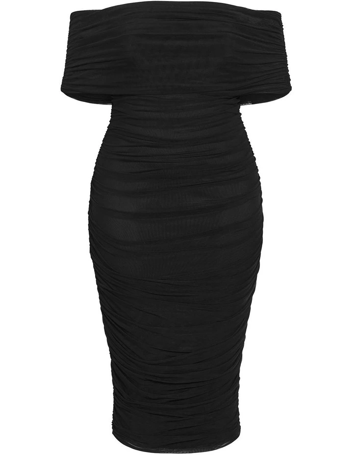 Dana Mesh Midi Dress in Black image 3