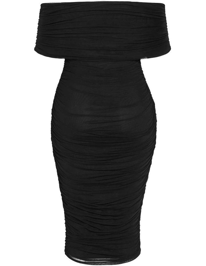 Dana Mesh Midi Dress in Black image 4
