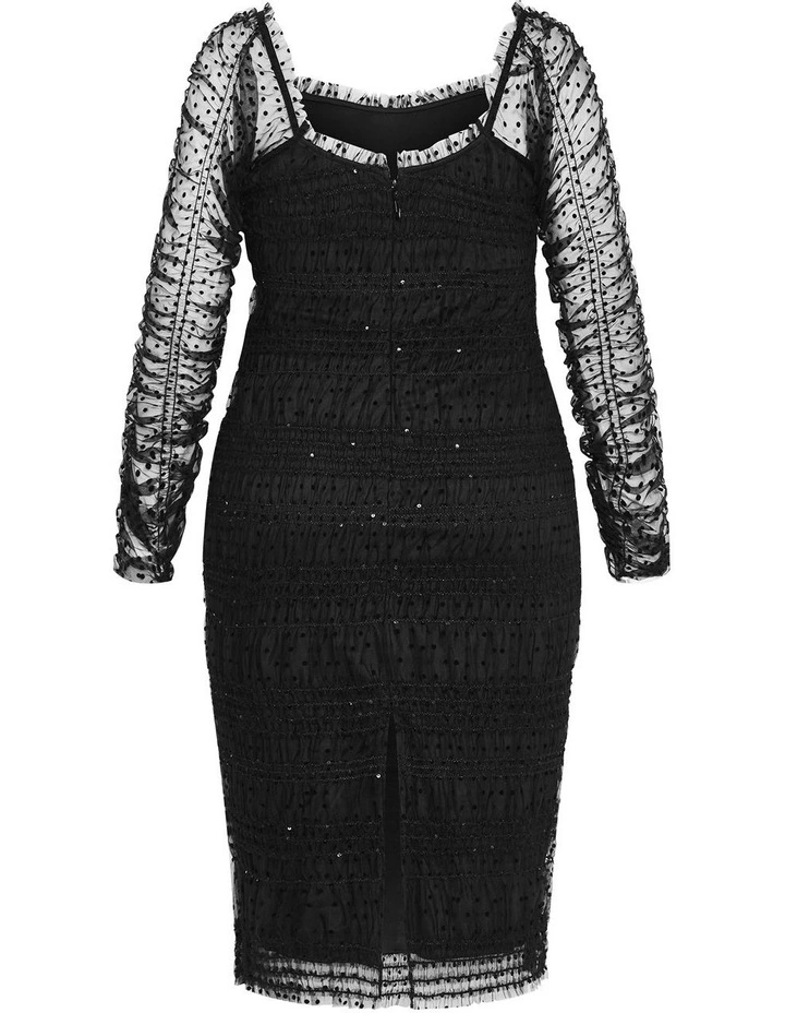 Sofie Dobby Spot Midi Dress in Black image 4