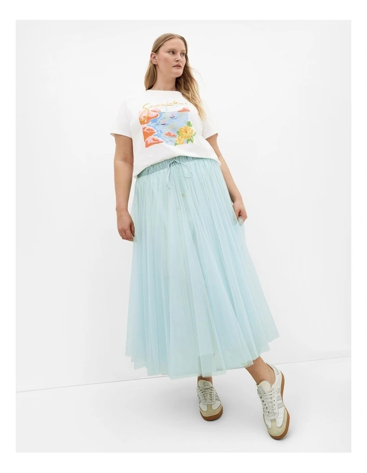 Cecelia Tulle Midi Skirt in Mint image 1