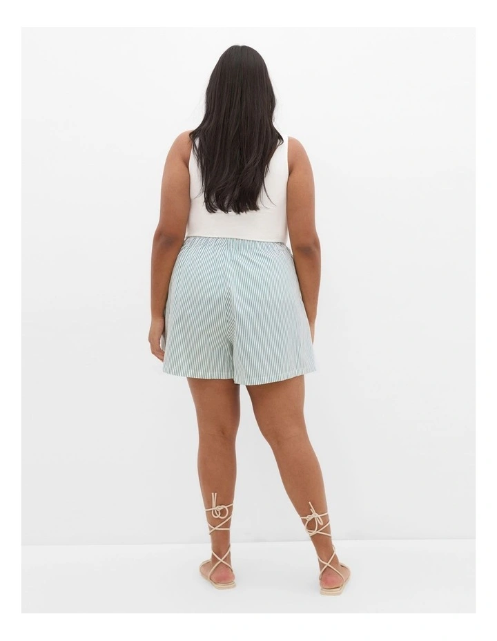 Cora Stripe Cotton Short in Sage image 2
