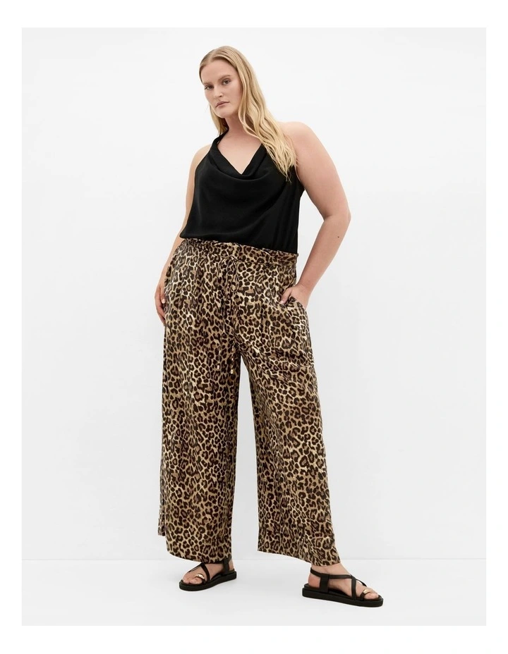 Resort Leopard Print Pant in Black image 1
