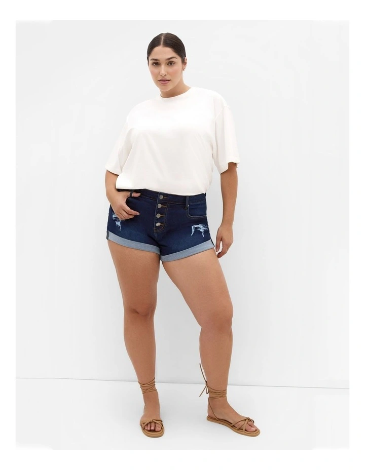 Denim Cuff Short in Dark Wash image 1