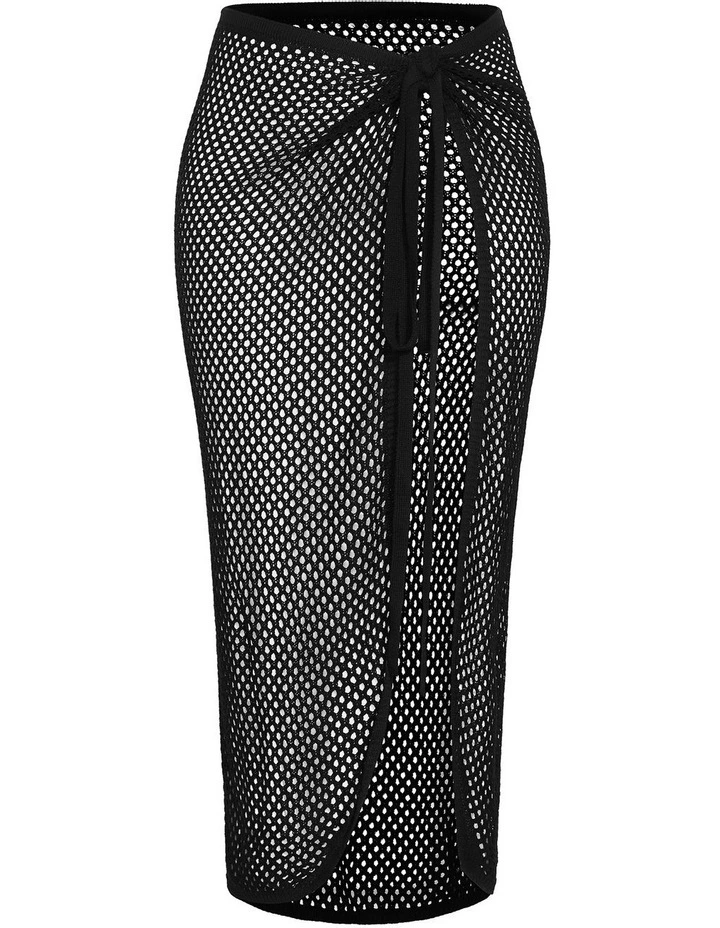 Poolside Crochet Knit Sarong in Black image 3