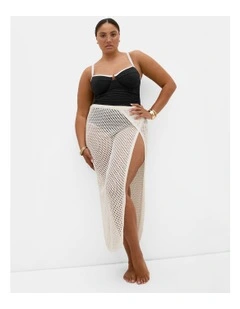 Poolside Crochet Knit Sarong in Ivory