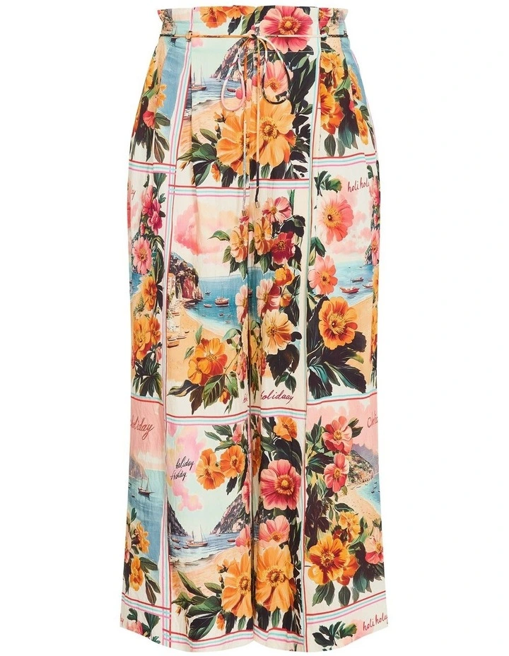 Print Wide Leg Pant in Cream image 3